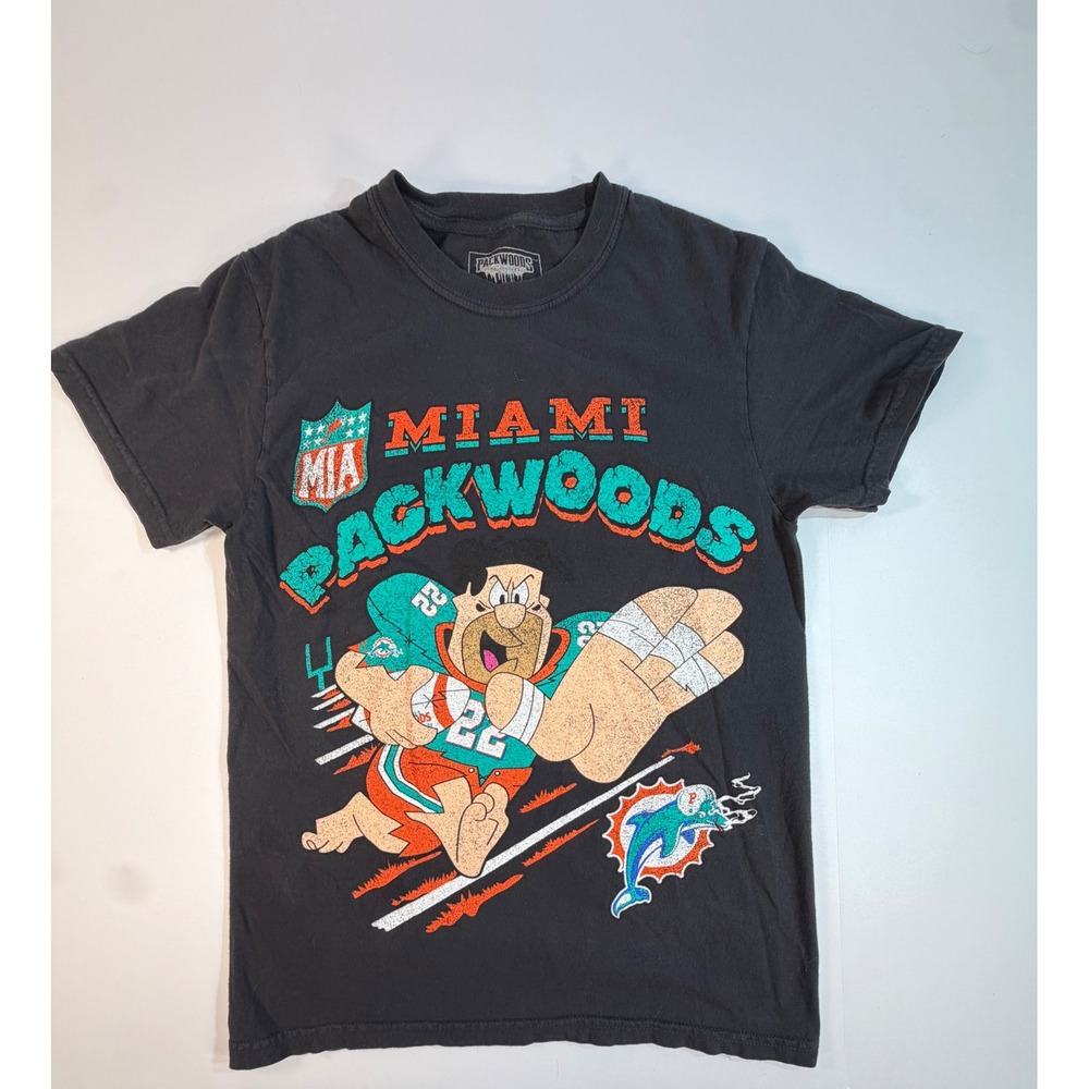Packwoods Miami Dolphins Parody Graphic Tee Shirt Black Small Streetwear